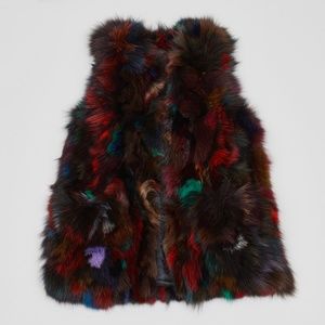 NWT Zadig & Voltaire Fete Deluxe Multicolor Fox Fur Vest